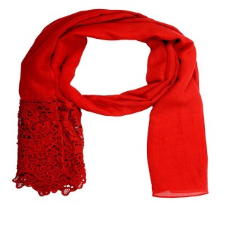 Lace cotton Diamond Stole-Rose Red